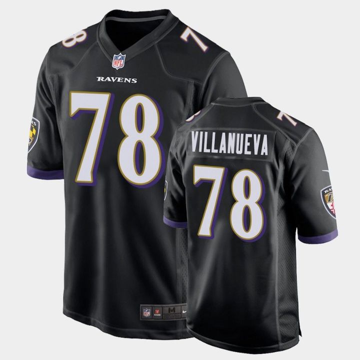 Men Baltimore Ravens 78 Alejandro Villanueva Nike Black Game NFL Jersey